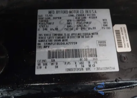 2004 Ford Expedition Eddie Bauer from USA, damaged, VIN 1FMFU18L04LA77759